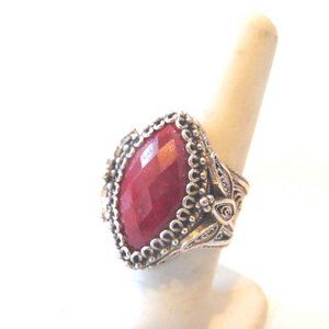 Ottoman Silver Marquise Red Corundum Ring Size 9